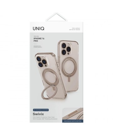 Uniq Swivix 360 Rotating Kickstand Case for iPhone 16 - Gold