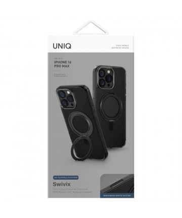 Uniq Swivix 360 Rotating Kickstand Case for iPhone 16 Pro Max - Black