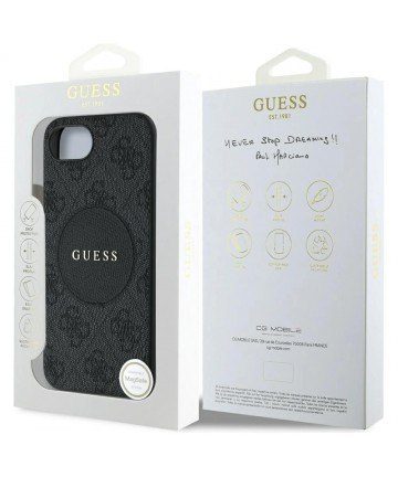 Guess 4G Circle Classic Logo MagSafe case for iPhone 16e - black