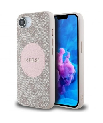 Guess 4G Circle Classic Logo MagSafe case for iPhone 16e - pink