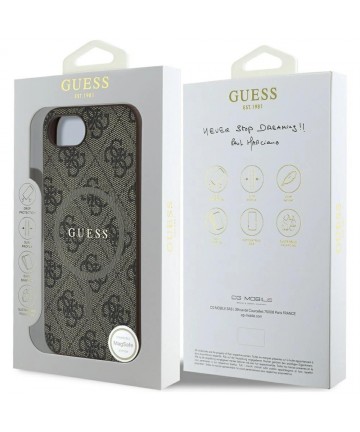 Guess 4G Ring Classic Logo MagSafe iPhone 16e Case - Brown