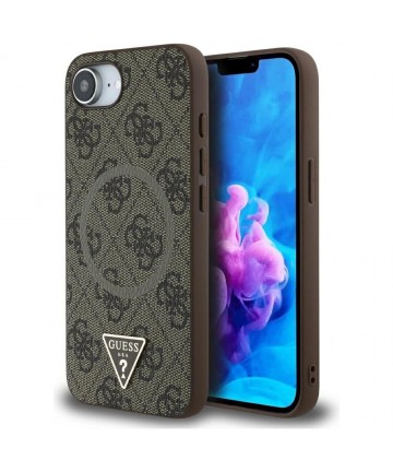 Guess 4G Ring Triangle Logo MagSafe iPhone 16e Case - Brown