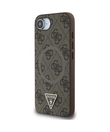 Guess 4G Ring Triangle Logo MagSafe iPhone 16e Case - Brown