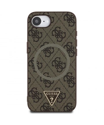 Guess 4G Ring Triangle Logo MagSafe iPhone 16e Case - Brown