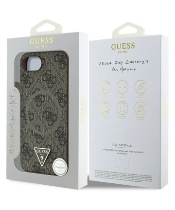 Guess 4G Ring Triangle Logo MagSafe iPhone 16e Case - Brown