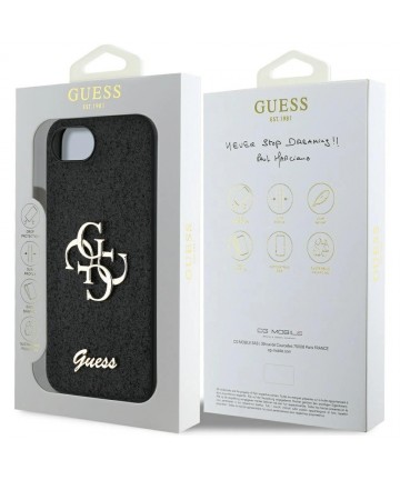 Guess Fixed Glitter Big 4G case for iPhone 16e - black