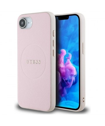 Guess Grained Ring MagSafe iPhone 16e Case - Pink