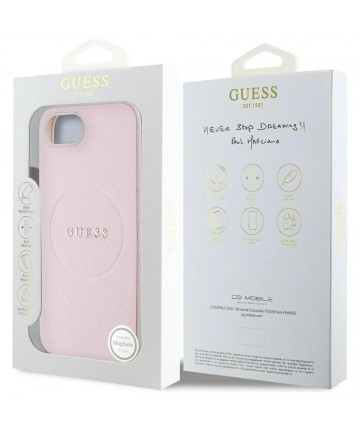 Guess Grained Ring MagSafe iPhone 16e Case - Pink