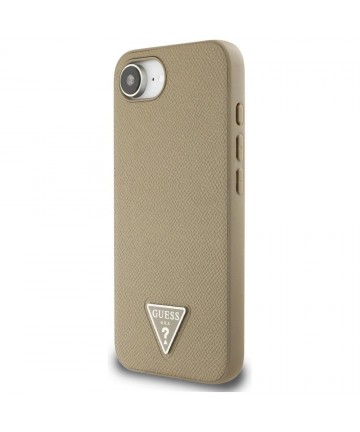 Guess Grained Triangle MagSafe case for iPhone 16e - brown