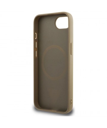 Guess Grained Triangle MagSafe case for iPhone 16e - brown