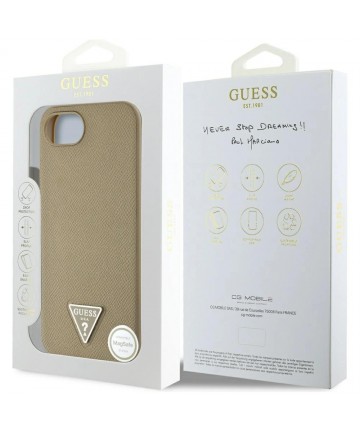 Guess Grained Triangle MagSafe case for iPhone 16e - brown