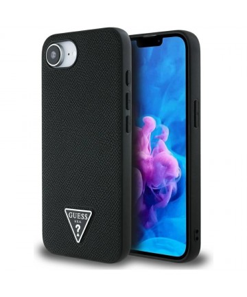 Guess Grained Triangle MagSafe case for iPhone 16e - black