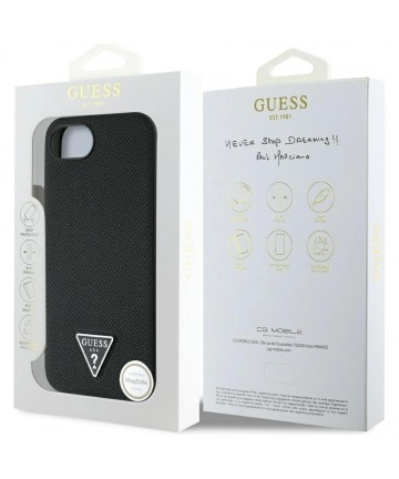 Guess Grained Triangle MagSafe case for iPhone 16e - black