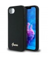 Guess Silicone Script Metal Logo MagSafe iPhone 16e Case - Black