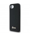 Guess Silicone Script Metal Logo MagSafe iPhone 16e Case - Black