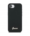 Guess Silicone Script Metal Logo MagSafe iPhone 16e Case - Black