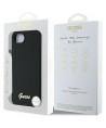 Guess Silicone Script Metal Logo MagSafe iPhone 16e Case - Black