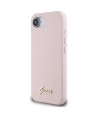 Guess Silicone Script Metal Logo MagSafe iPhone 16e Case - Pink