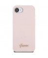 Guess Silicone Script Metal Logo MagSafe iPhone 16e Case - Pink