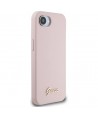 Guess Silicone Script Metal Logo MagSafe iPhone 16e Case - Pink