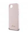 Guess Silicone Script Metal Logo MagSafe iPhone 16e Case - Pink