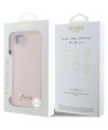 Guess Silicone Script Metal Logo MagSafe iPhone 16e Case - Pink