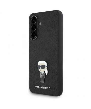 Karl Lagerfeld Fixed Glitter Ikonik Logo Metal Pin Case for Samsung Galaxy A36 - Black