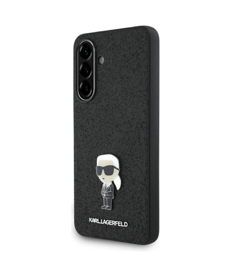 Karl Lagerfeld Fixed Glitter Ikonik Logo Metal Pin Case for Samsung Galaxy A36 - Black