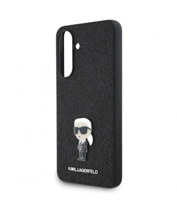 Karl Lagerfeld Fixed Glitter Ikonik Logo Metal Pin Case for Samsung Galaxy A36 - Black