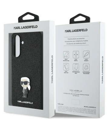 Karl Lagerfeld Fixed Glitter Ikonik Logo Metal Pin Case for Samsung Galaxy A36 - Black