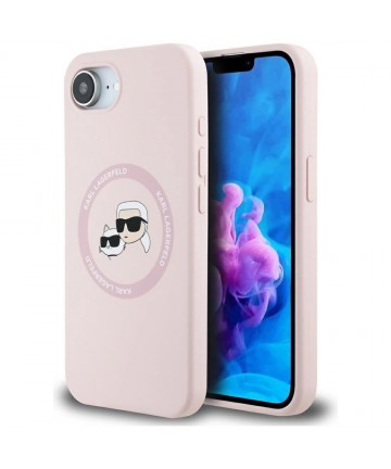 Karl Lagerfeld Silicone Karl&Choupette Heads MagSafe iPhone 16e Case - Pink