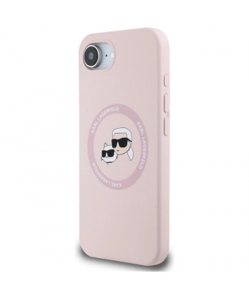 Karl Lagerfeld Silicone Karl&Choupette Heads MagSafe iPhone 16e Case - Pink