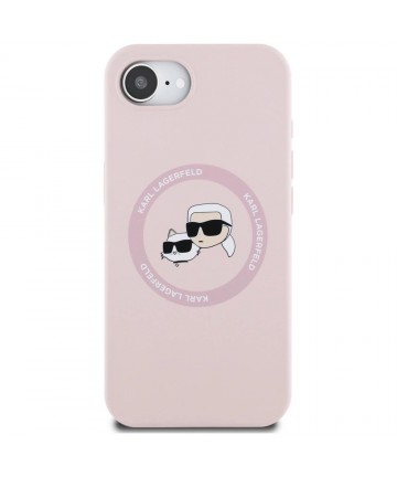 Karl Lagerfeld Silicone Karl&Choupette Heads MagSafe iPhone 16e Case - Pink