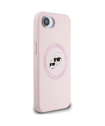 Karl Lagerfeld Silicone Karl&Choupette Heads MagSafe iPhone 16e Case - Pink