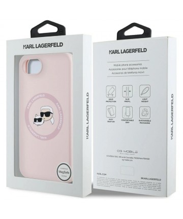 Karl Lagerfeld Silicone Karl&Choupette Heads MagSafe iPhone 16e Case - Pink