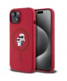 Karl Lagerfeld Silicone Karl&Choupette Heads Ring MagSafe iPhone 15 Case - Red