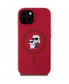 Karl Lagerfeld Silicone Karl&Choupette Heads Ring MagSafe iPhone 15 Case - Red