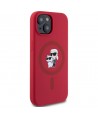 Karl Lagerfeld Silicone Karl&Choupette Heads Ring MagSafe iPhone 15 Case - Red