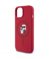 Karl Lagerfeld Silicone Karl&Choupette Heads Ring MagSafe iPhone 15 Case - Red