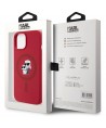 Karl Lagerfeld Silicone Karl&Choupette Heads Ring MagSafe iPhone 15 Case - Red