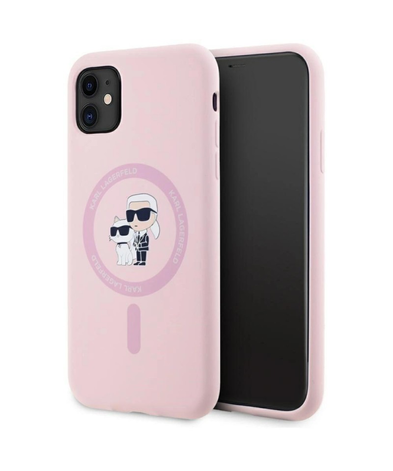 Karl Lagerfeld Silicone Karl&Choupette MagSafe iPhone 11 Case - Pink