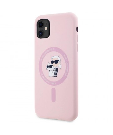 Karl Lagerfeld Silicone Karl&Choupette MagSafe iPhone 11 Case - Pink