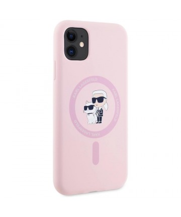 Karl Lagerfeld Silicone Karl&Choupette MagSafe iPhone 11 Case - Pink