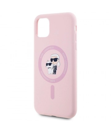 Karl Lagerfeld Silicone Karl&Choupette MagSafe iPhone 11 Case - Pink