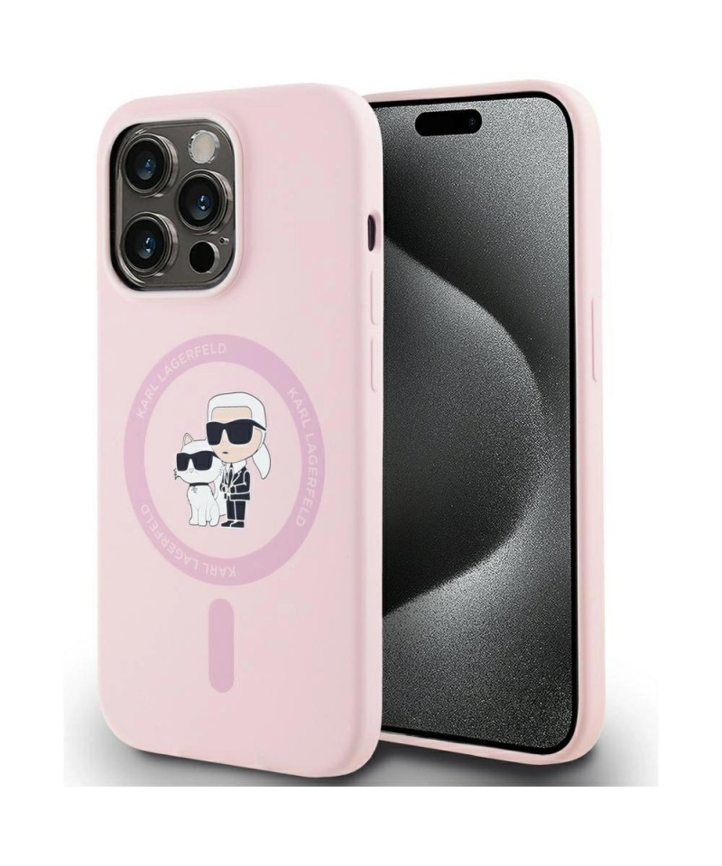 Karl Lagerfeld Silicone Karl&Choupette MagSafe Case for iPhone 14 Pro Max - Pink