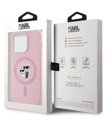 Karl Lagerfeld Silicone Karl&Choupette MagSafe Case for iPhone 14 Pro Max - Pink