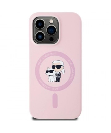 Karl Lagerfeld Silicone Karl&Choupette MagSafe iPhone 14 Pro Case - Pink