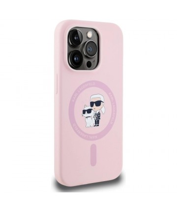 Karl Lagerfeld Silicone Karl&Choupette MagSafe iPhone 14 Pro Case - Pink