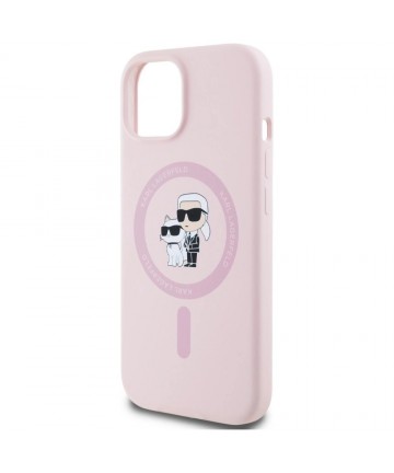 Karl Lagerfeld Silicone Karl&Choupette MagSafe iPhone 15 Case - Pink