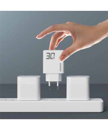 GaN Dudao A30EU 30W USB-A / USB-C Wall Charger - White
